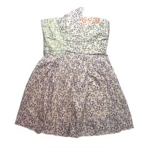 See by Chloé Strapless Floral Patchwork Cotton Dress Size 6 Multicolor Skirt